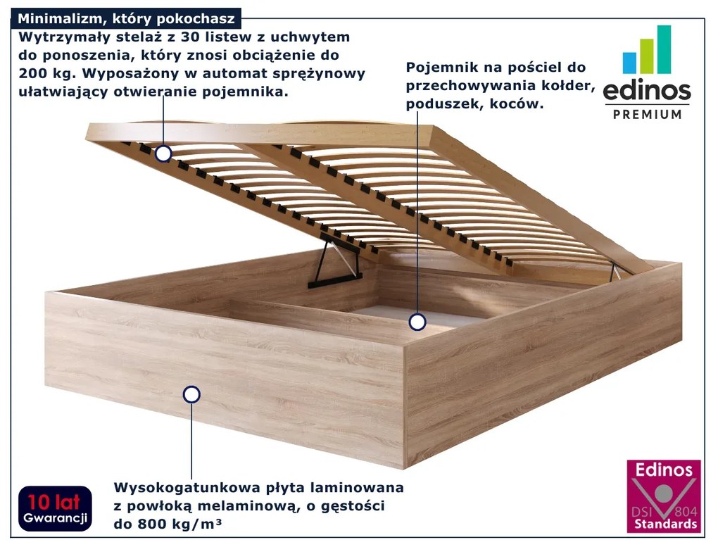 Minimalistyczne łóżko z materacem dąb sonoma 120x200 M6-W77