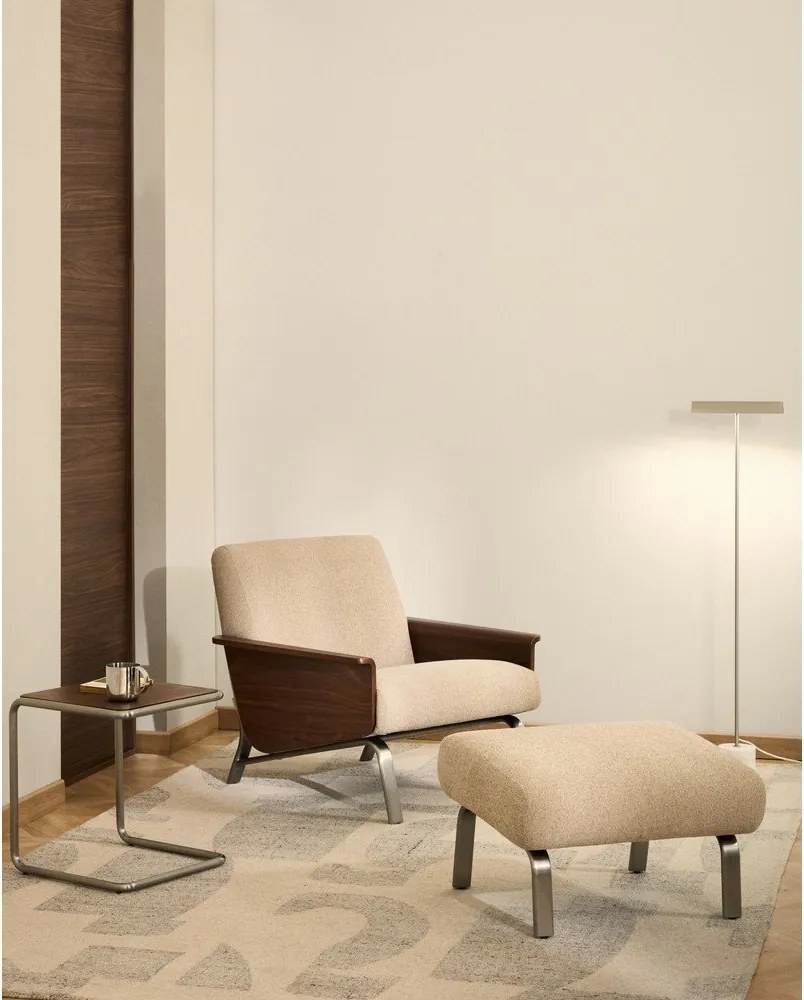 Jasnobrązowy fotel z tkaniny szenilowej Amsen – Kave Home