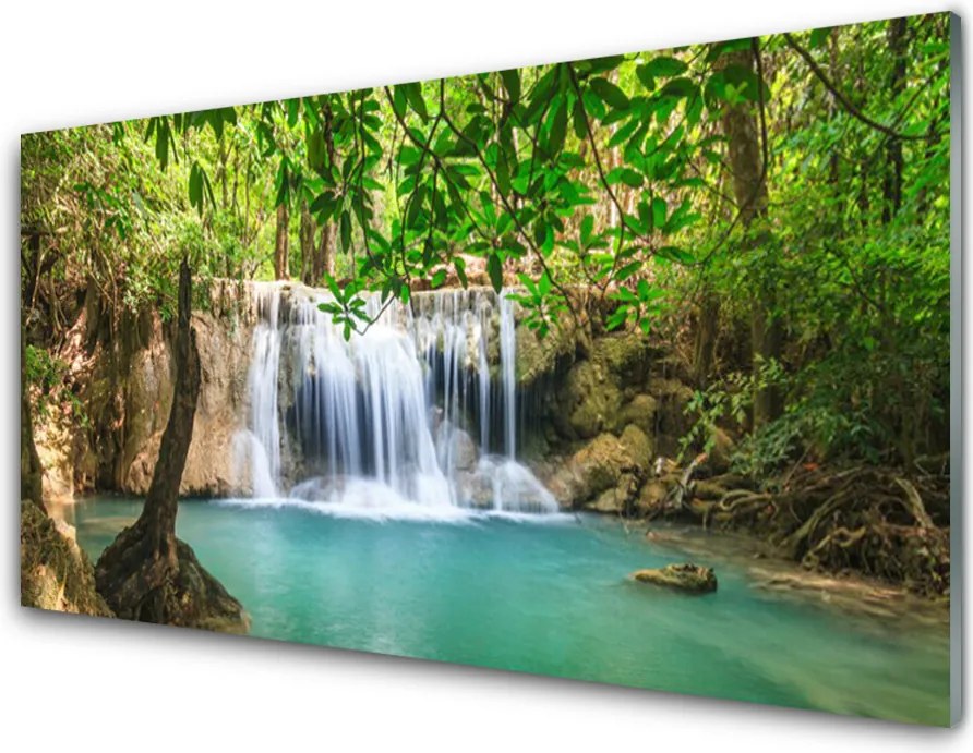 Panel Szklany Kaskada Nad Leśnym Jeziorem