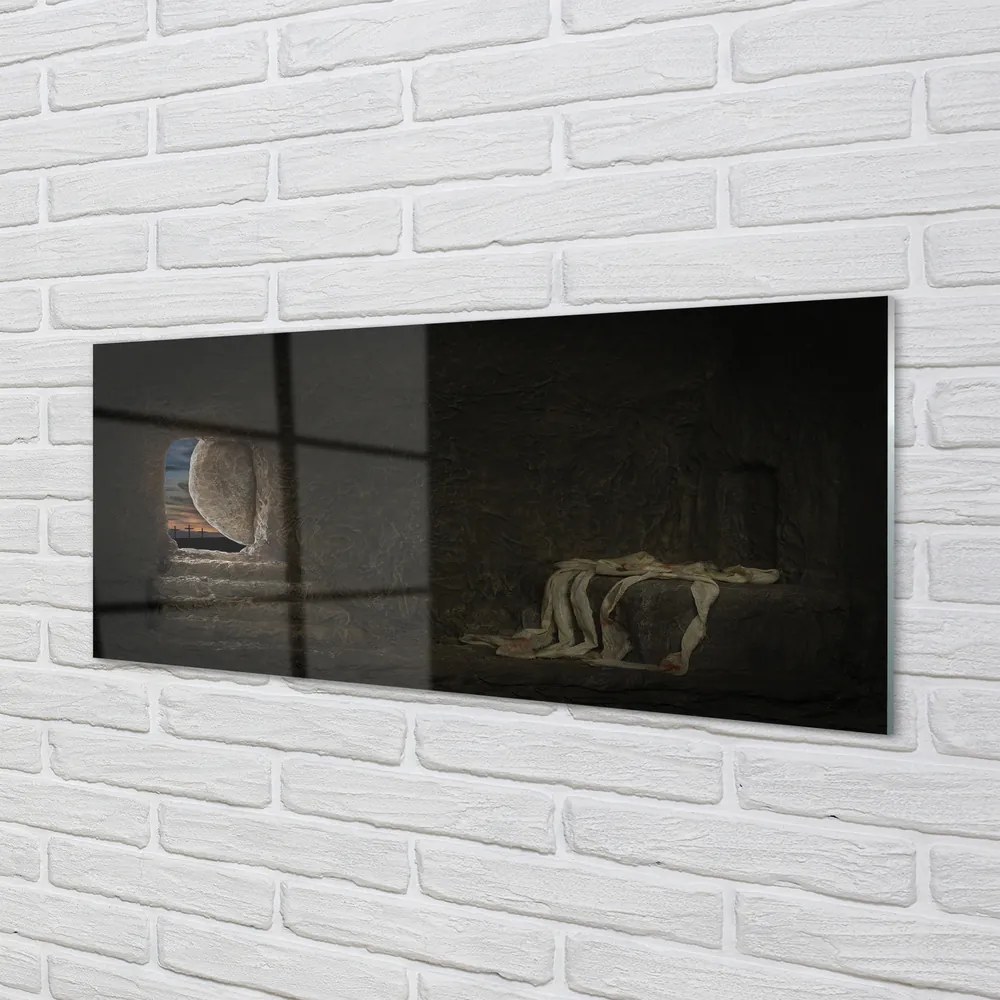 Panel szklany do Kuchni Jaskinia z Symbolami Krzyża