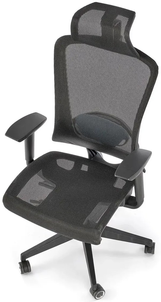 Czarny ergonomiczny obrotowy wentylowany fotel biurowy - Mizo