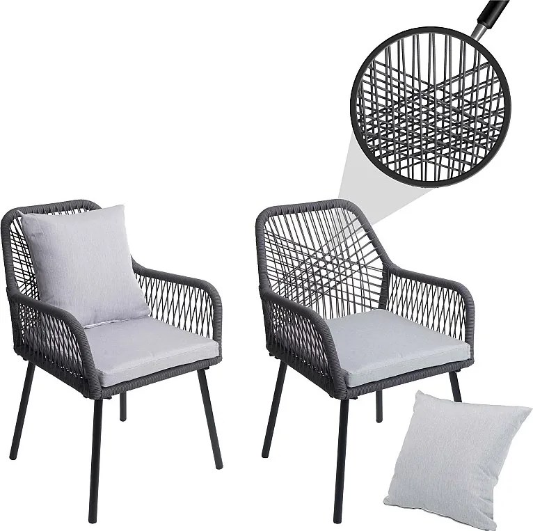 Krzesło ogrodowe MCW-O12 (zestaw 2 sztuk),  antracyt, pokrowiec szary