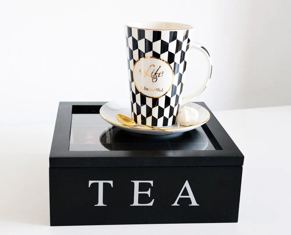 Drewniana herbaciarka TEA, 9 przegródek