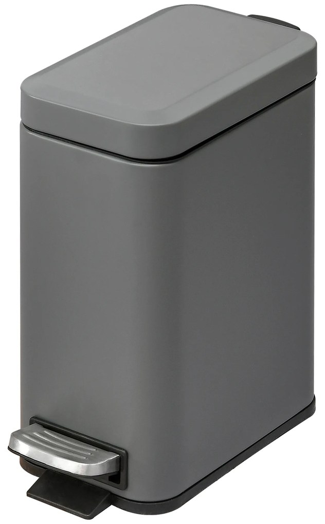 HOMCOM Kosz na śmieci 5L z pedałem i pokrywą Szary do salonu 29.2x14x32cm | Aosom PL