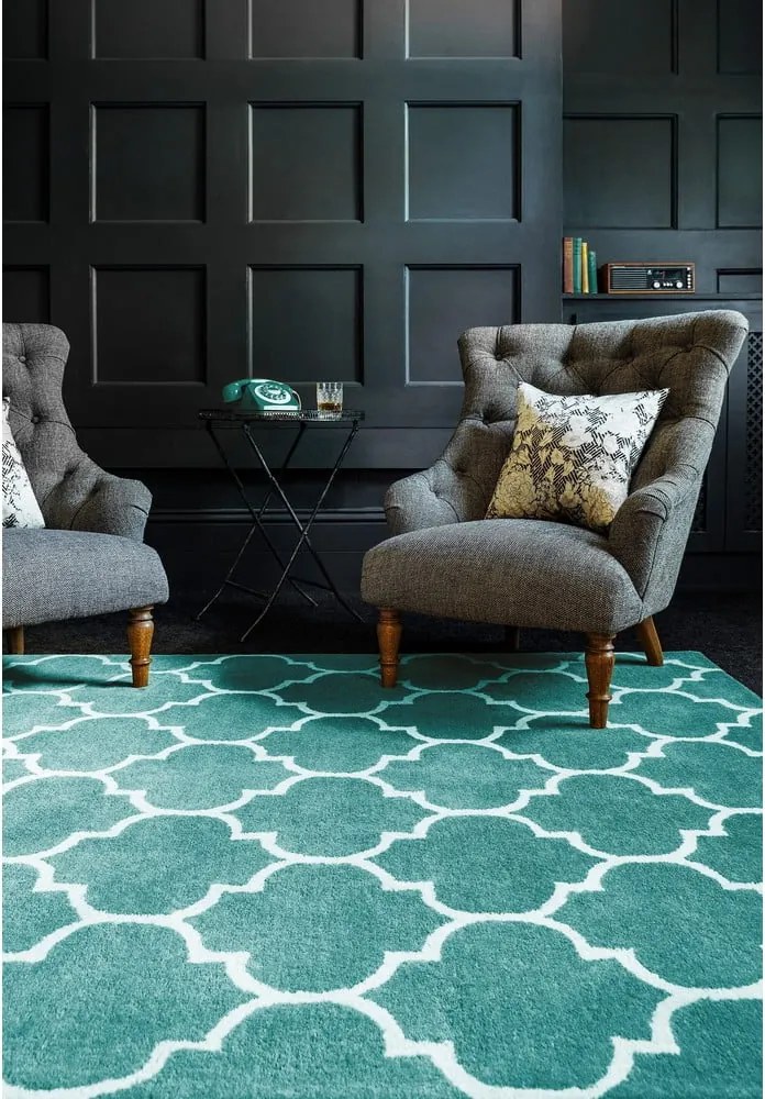 Niebieski wełniany dywan tkany ręcznie 80x150 cm Albany – Asiatic Carpets