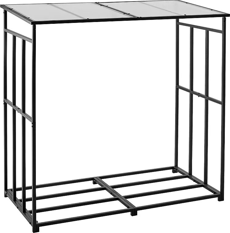 Schowek na Drewno SucceBuy do Ogrzewania z Pochyłym Daszkiem, Metalowy Zewnętrzny Schowek na Drewno, 185 x 70 x 180 cm, Maksymalna Nośność 299,4 kg, na Taras