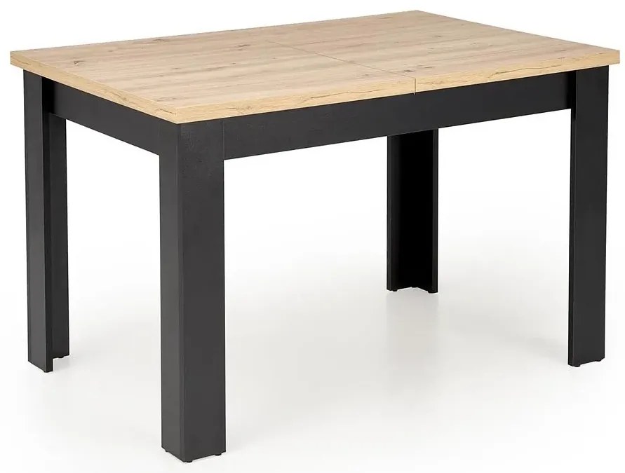 Klasyczny stół rozkładany dąb artisan + czarny- Emio