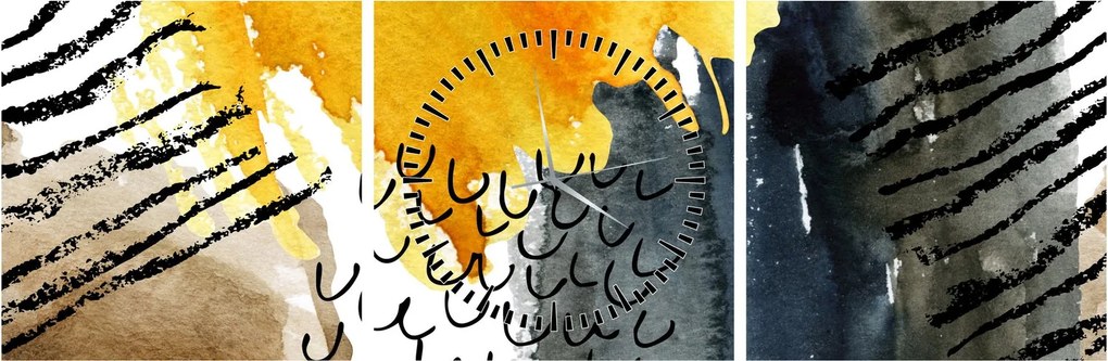 Obraz - Abstrakcyjna akwarela (z zegarem) (90x30 cm)