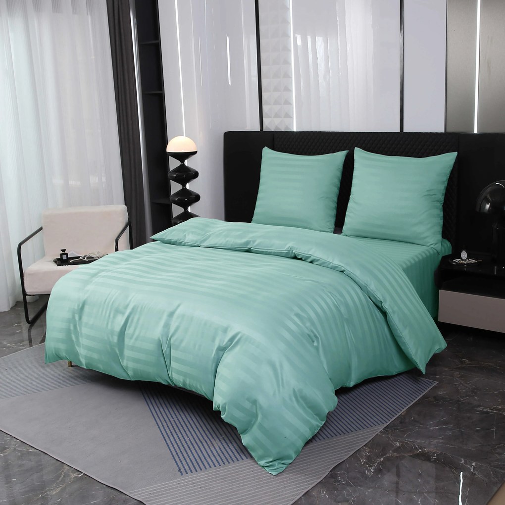 PrzytulneMieszkanie.pl PrzytulneMieszkanie.pl Hotelowa pościel z mikrofibry JASMINE miętowa - pasek 2 cm, hotelowa kieszeń Rozmiar pościeli: 70 x 90 cm | 140 x 200 cm