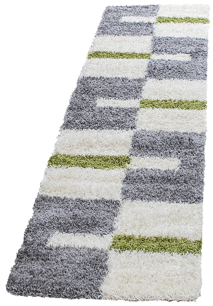Dywan shaggy Gala szaro-kremowo-zielony 80 cm x 250 cm