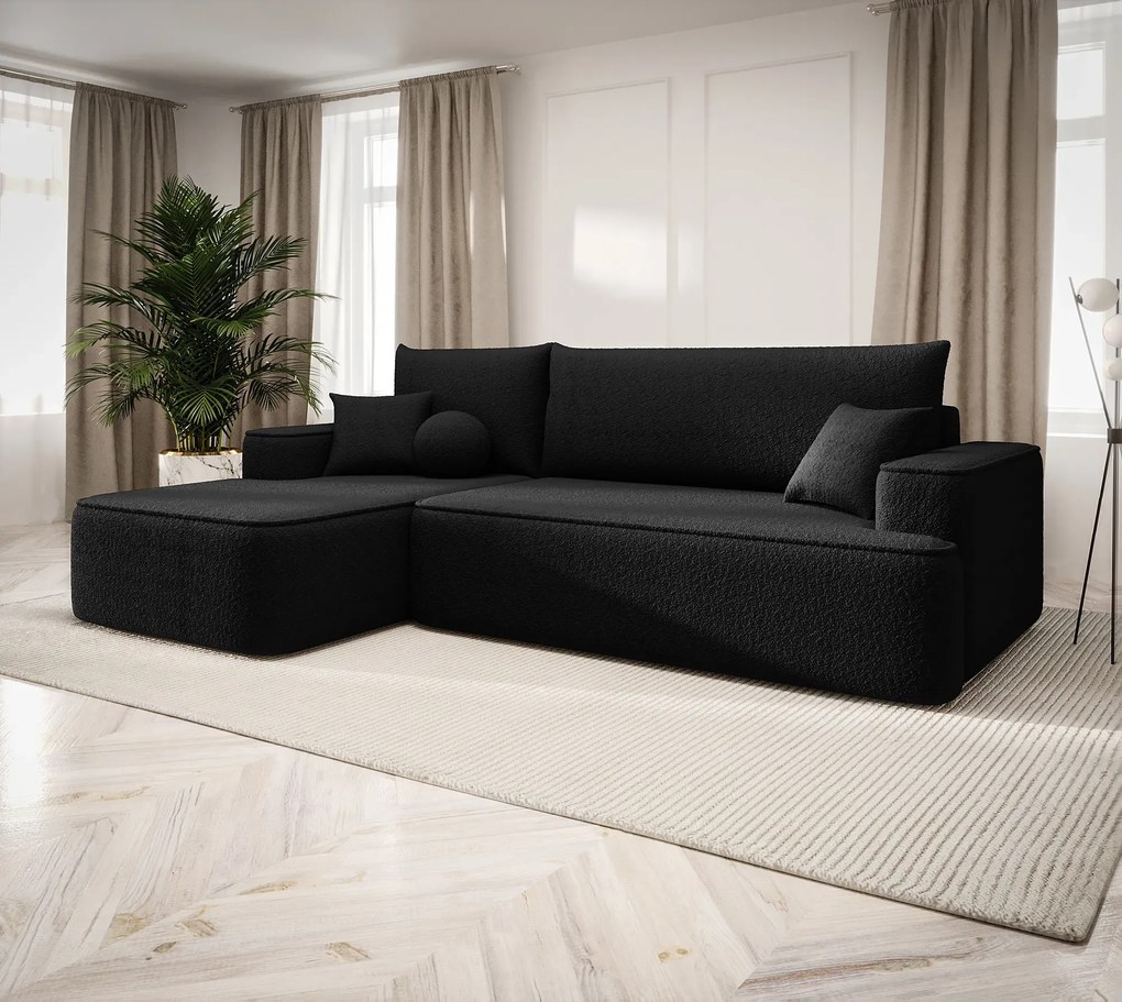 Czarny rozkładany narożnik z pojemnikiem F5-E37