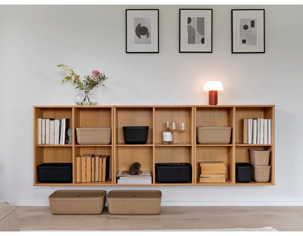 Czarne pojemniki zestaw 2 szt. z pokrywką 32x23x20,5 cm Pulp – Zone