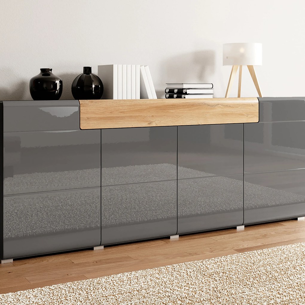 Komoda IBIZA - Antracyt / Front Antracyt / 208 cm