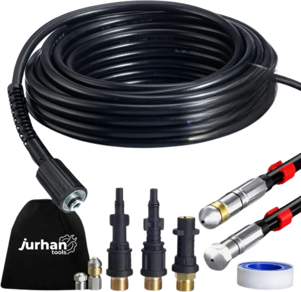 Zestaw do czyszczenia rur Premium, 15m, czarna Jurhan