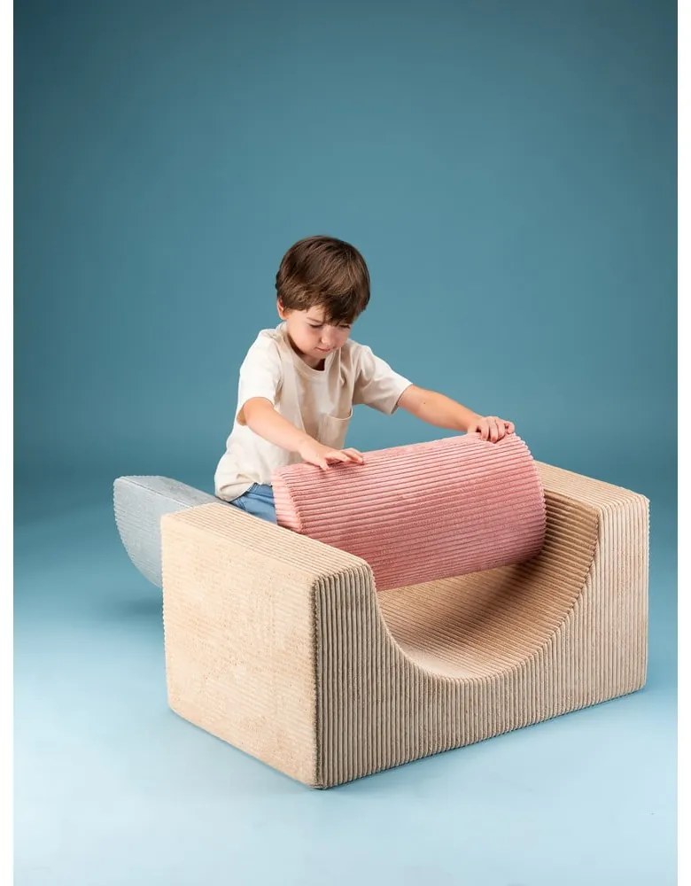 Jasnobrązowy sztruksowy piankowy plac zabaw 3 szt. wysokość 37 cm 75x49 cm Rainbow Montessori – Wigiwama