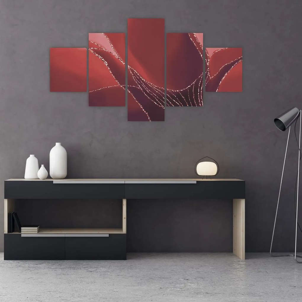 Obraz - Czerwony abstrakcyjny kwiat N⁰2 (125x70 cm)