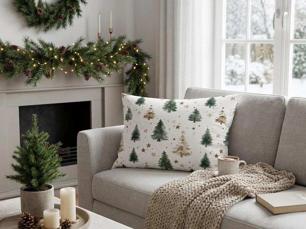 Bawełniana poszewka na poduszkę CHRISTMAS FOREST 50x70 cm, kolorowa