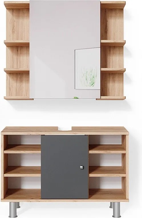 Zestaw mebli łazienkowych złoty dąb energetyczny 60x32x54 fynn