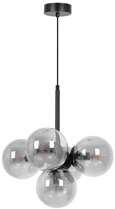 Grafitowa loftowa lampa sufitowa z 5 szklanymi kulami - 12X A689 S9-D35