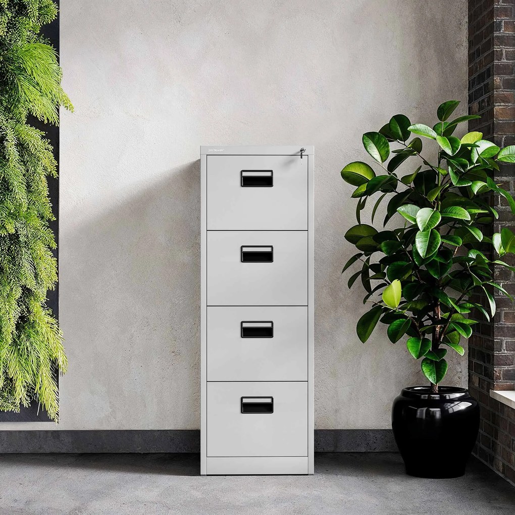 Szafa kartotekowa metalowa z 4 szufladami szara, 460x1320x620 mm: SARA