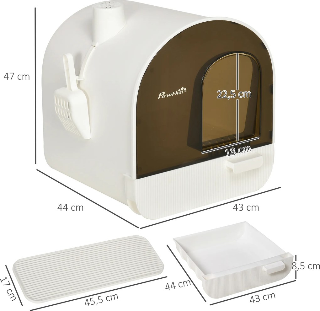 PawHut Kuweta dla kota z filtrem i matą podłogową Zapewnia czystość i świeżość Czarno-biały | Aosom PL