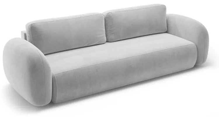 Jasnoszara aksamitna rozkładana/ze schowkiem sofa 262 cm Tonale – Cosmopolitan Design