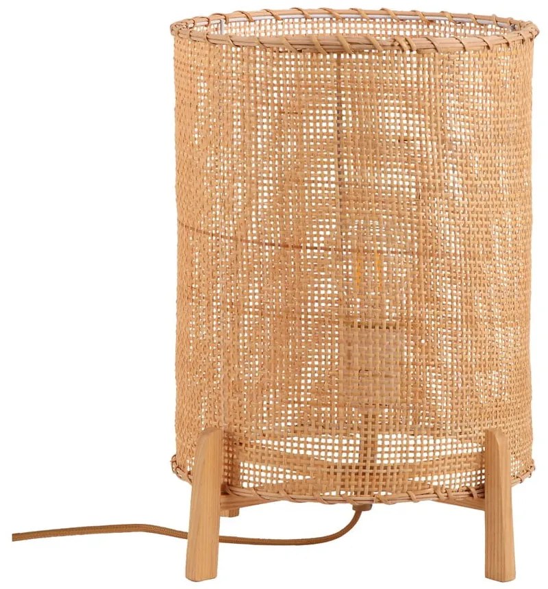 Rattanowa lampa stołowa SULION Wala, wys. 35 cm