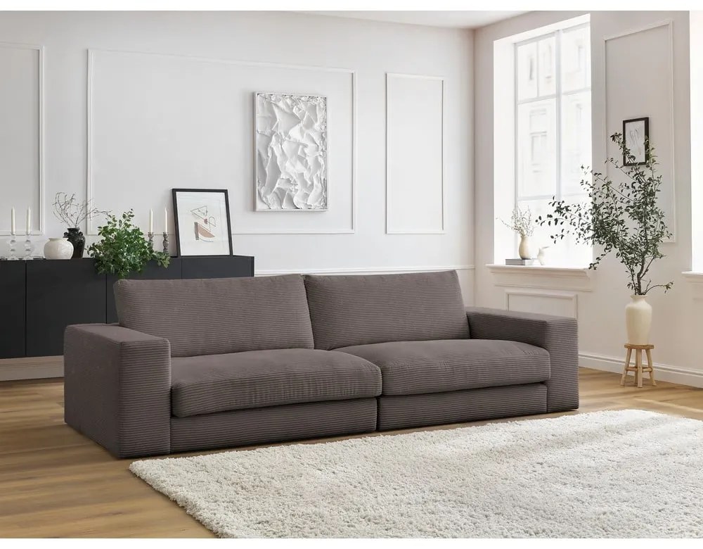 Szarobrązowa sztruksowa sofa 274 cm Leonard – Bobochic Paris