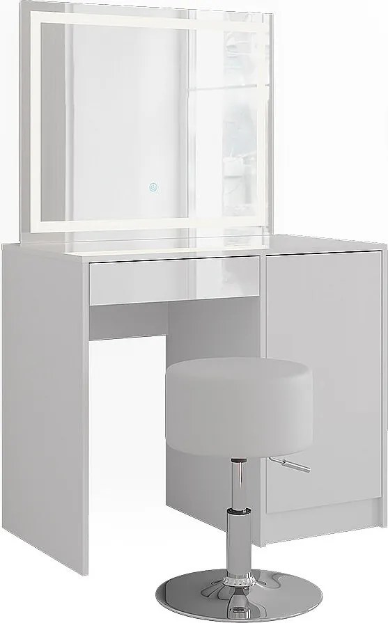 Stół do toalety biały/biały wysoki połysk 89.8x50.1x76 sherry