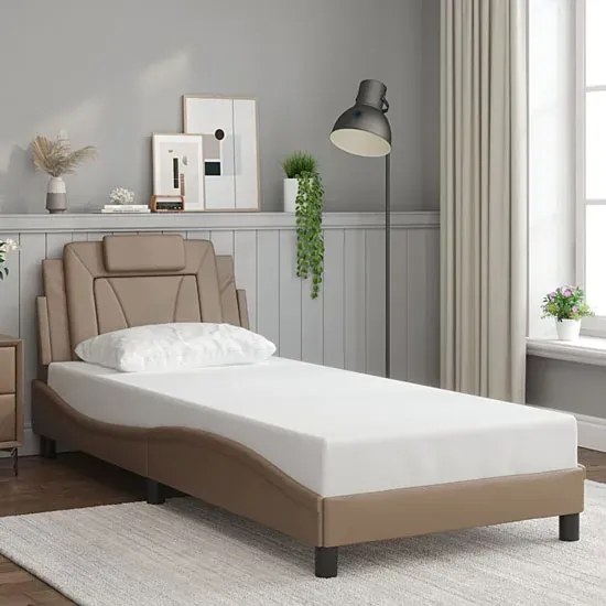 Jednoosobowe łóżko z oświetleniem LED cappuccino 90x200 - Izmo 4X