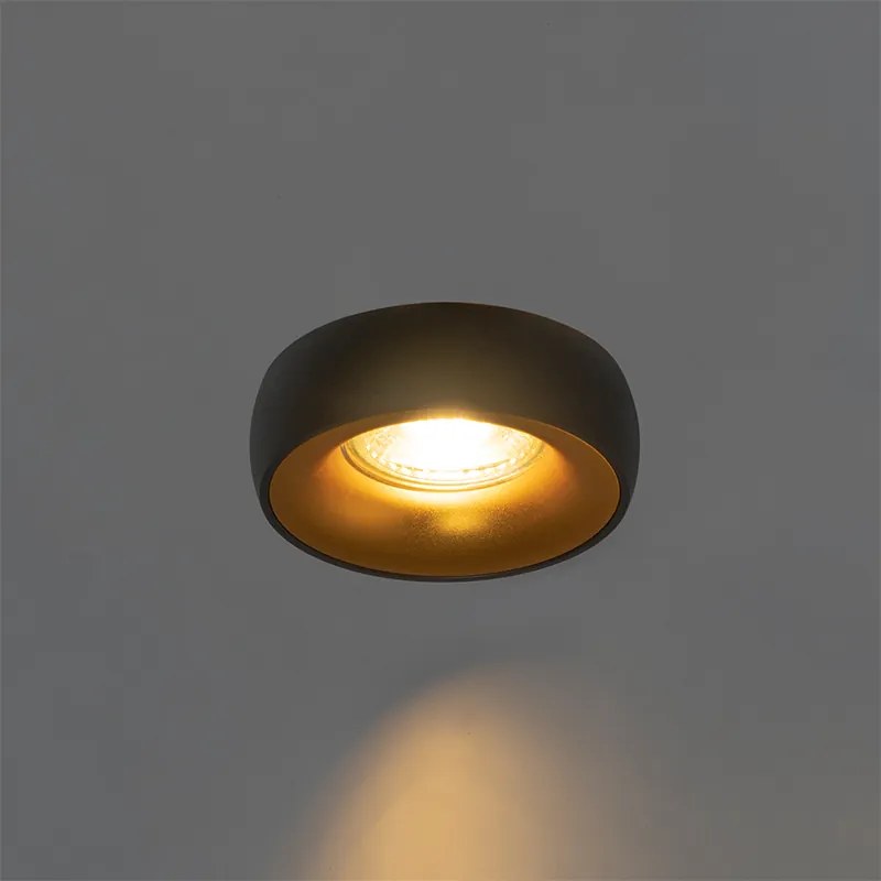 Designerski wpuszczany reflektor czarny z złotym wnętrzem - Mooning
