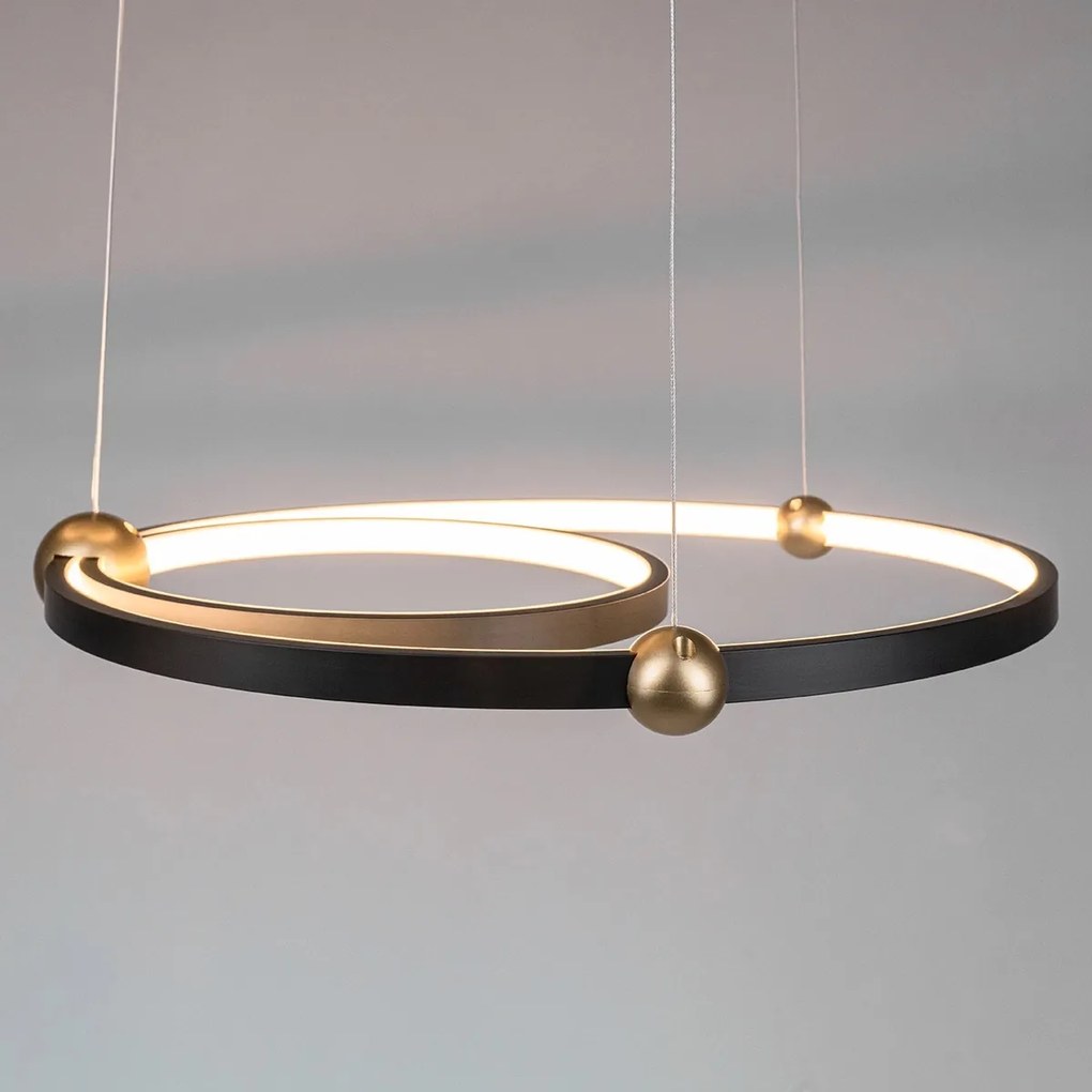Podwójna lampa sufitowa ringi czarna Aurora 50 cm No.2