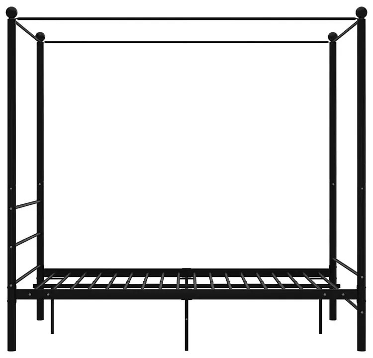 Czarne metalowe łóżko z baldachimem 140x200 cm Romer