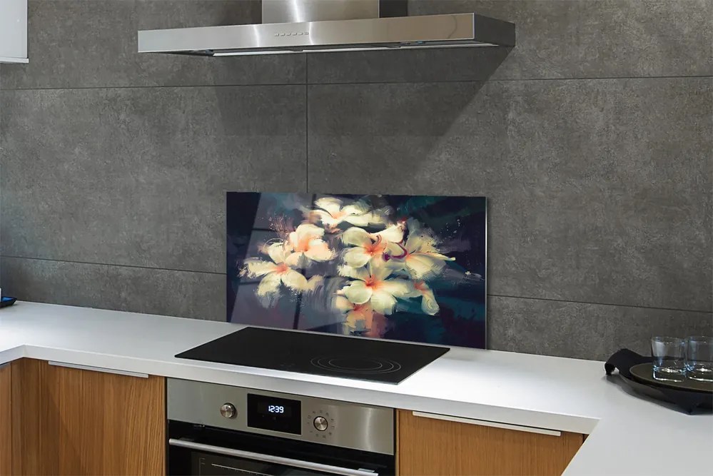 Szklany Panel Obraz z Motywem Kwiatowym