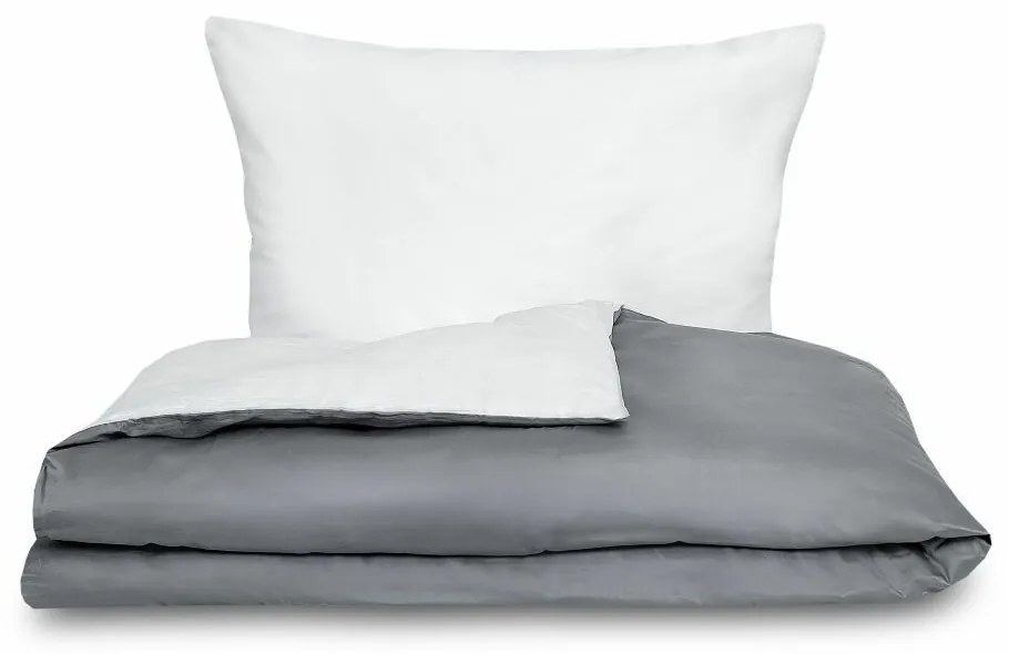 Pościel satynowa Luxury Collection biały/ciemnoszary, 200 x 200 cm, 2 szt. 70 x 90 cm