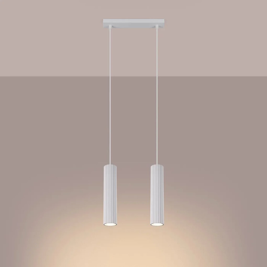 Lampa wisząca KARBON 2 biała ryflowana SOLLUX  LIGHTING