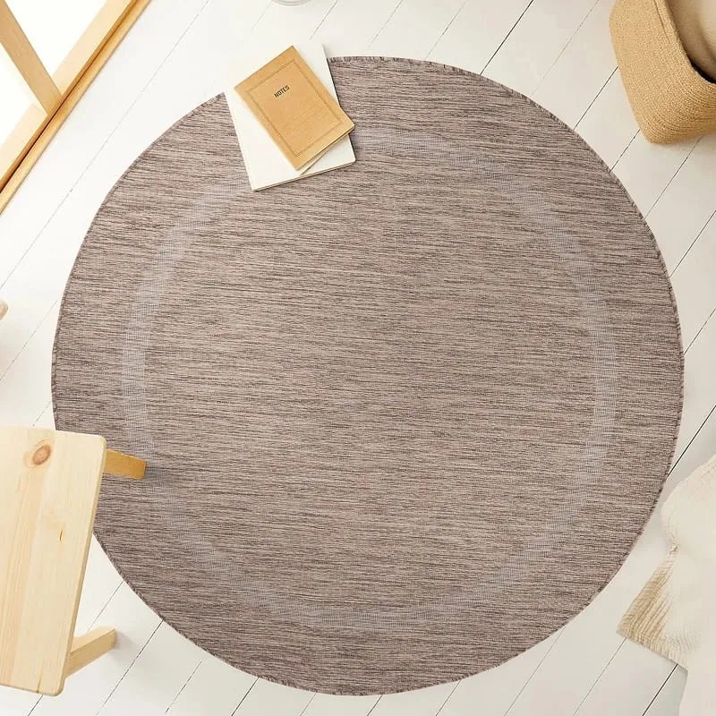 Dywan zewnętrzny Relax ramka brązowy 200 cm x 200 cm koło