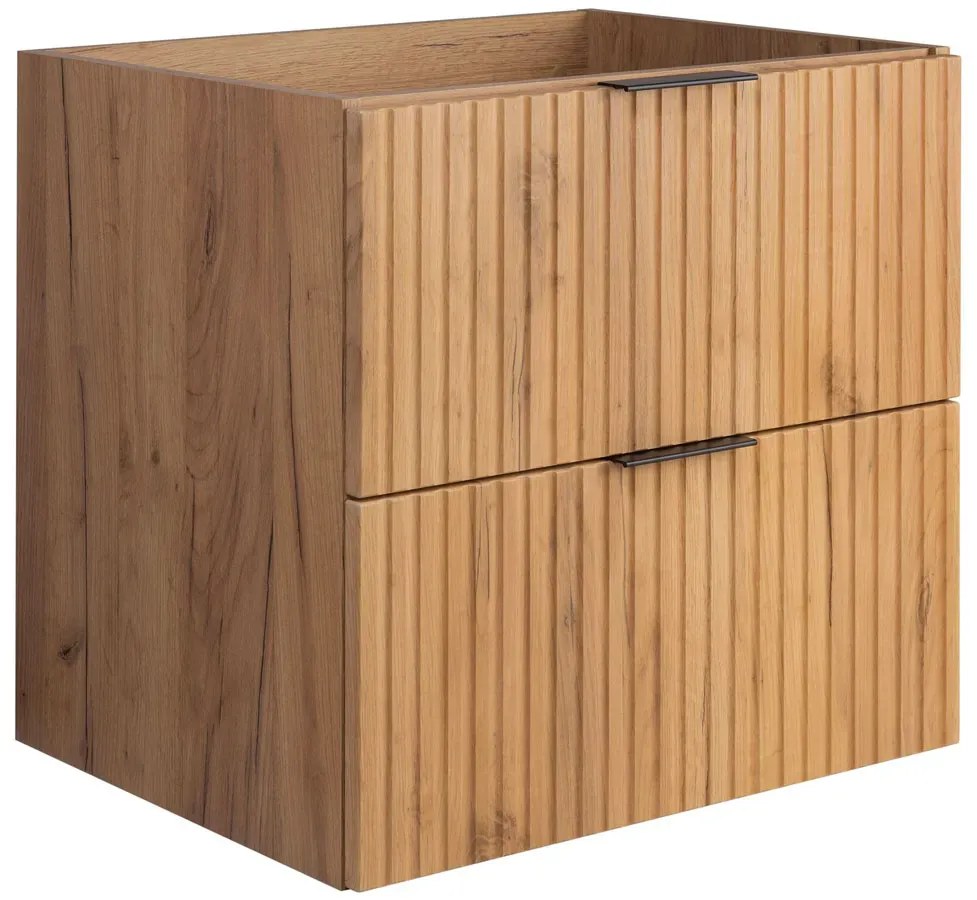 Ryflowana łazienkowa szafka z szufladami 60 cm dąb craft złoty H8-G98