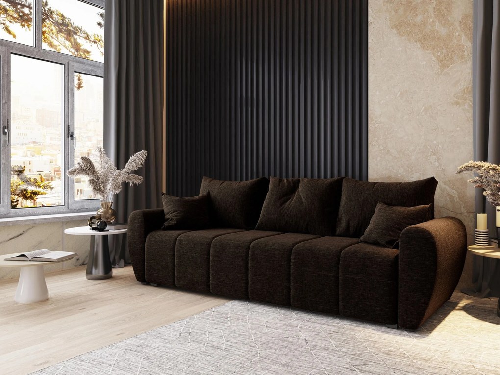 Masseno Sofa MADISON z funkcją spania i pojemnikiem na pościel - Brązowy - SAWANA 16
