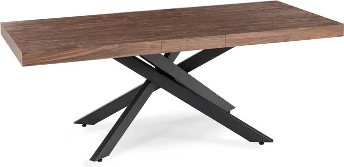 Stół Prostokątny Rozkładany HAMPTON 160-240 cm Orzech/Czarny do Jadalni Loft