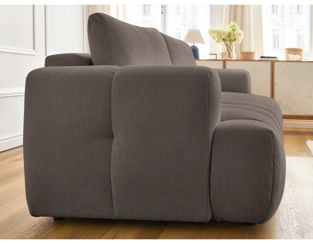 Szarobrązowa rozkładana/ze schowkiem sofa 251 cm Fuji – Bobochic Paris