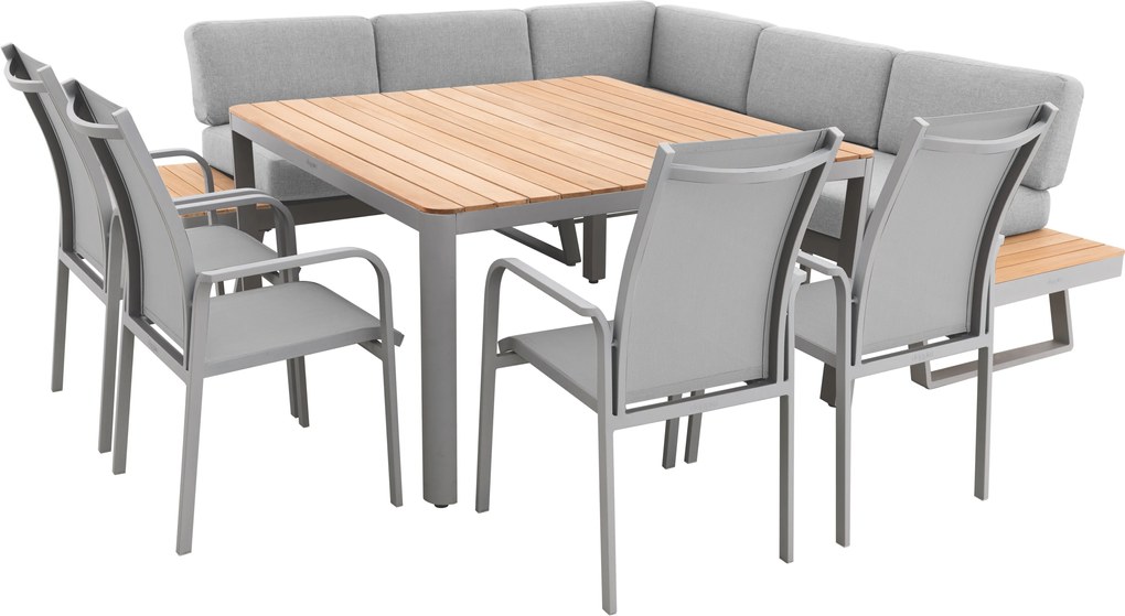 Doppler EXPERT PLUS AVERSA TEAK ogrodowy zestaw wypoczynkowy 4+2 szary