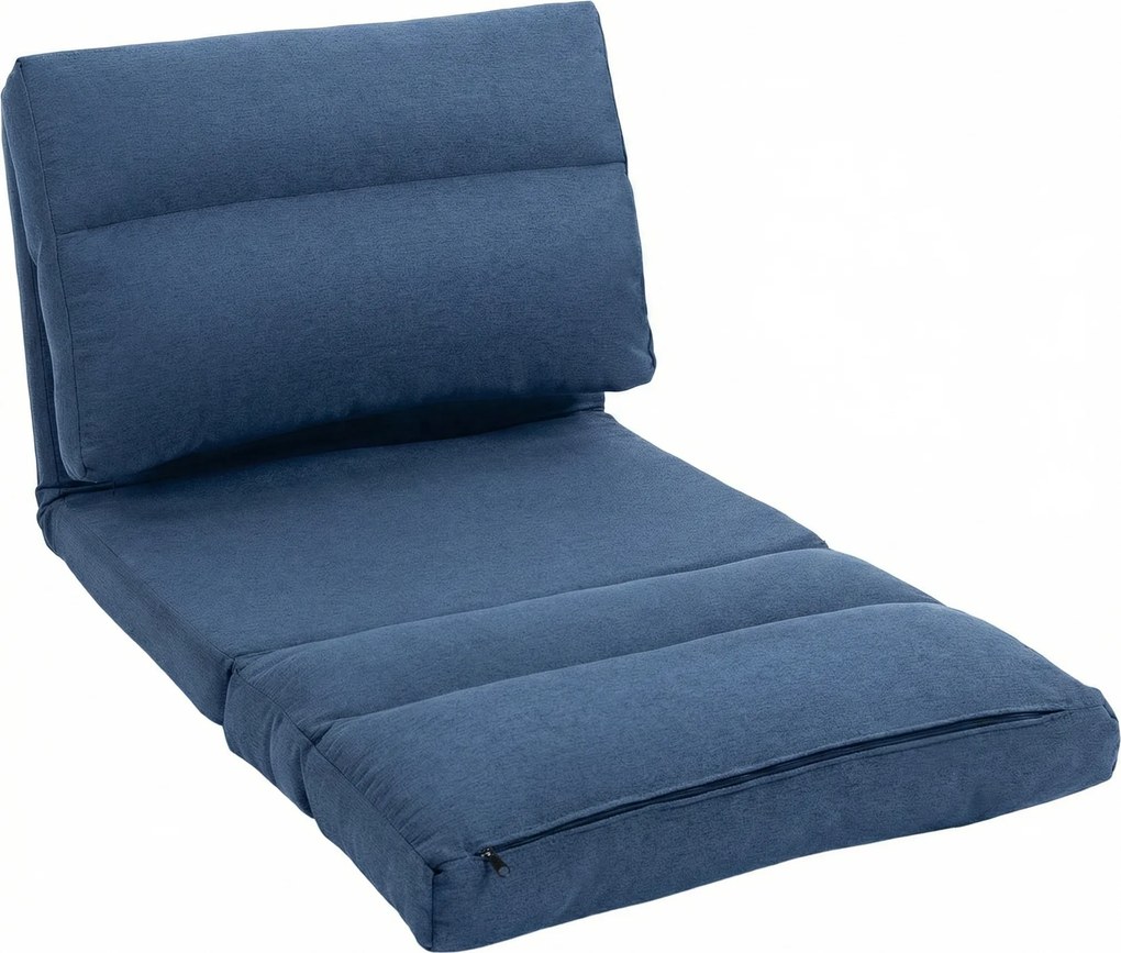 HOMCOM Sofa podłogowa, fotel przekształcany w łóżko, regulowany 90° do 180°, tkanina - 70 x 72 x 56 cm - ciemnoniebieski | Aosom PL