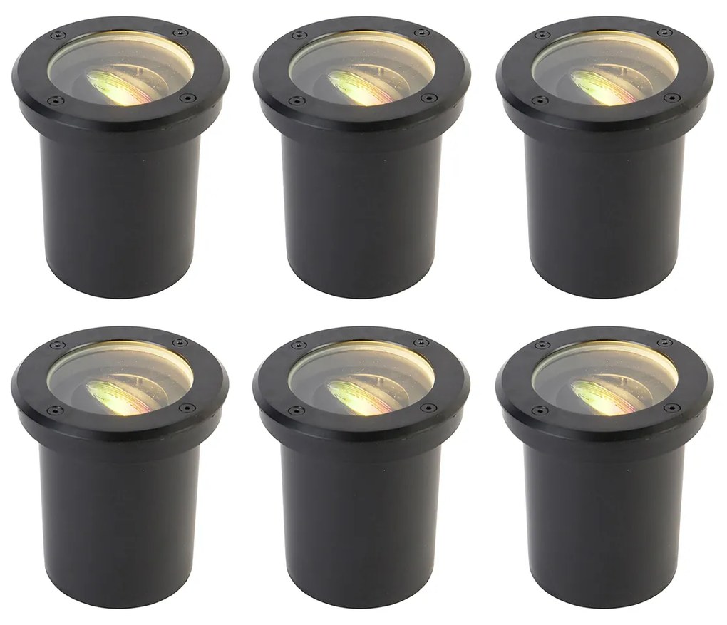Zewnetrzna Zestaw 6 inteligentnych lamp ogrodowych do wkopania czarnych regulowanych IP65 z LED - Delux Nowoczesny Oswietlenie zewnetrzne