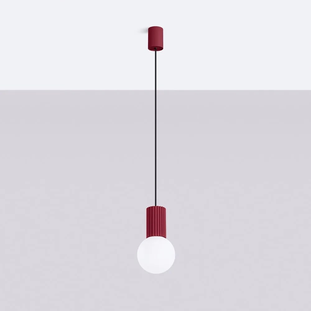Bordowa lampa wisząca ze szklanym kloszem ø 12 cm Orbital – Sollux