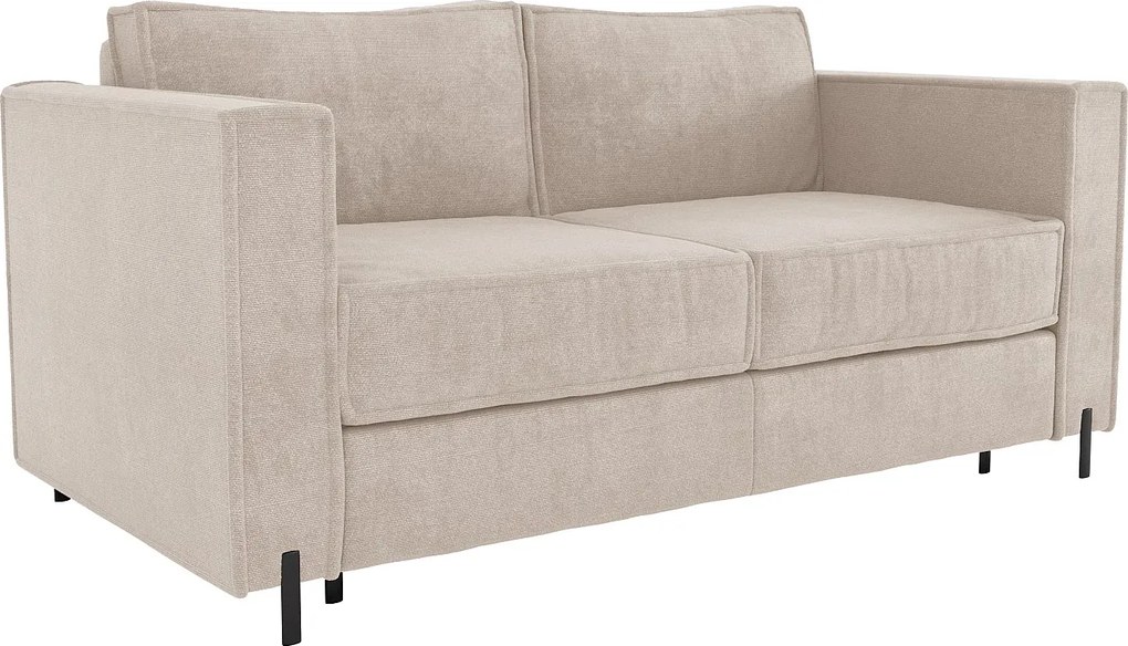 Kanapa 4-osobowa rozkładana typu express z beżową teksturowaną tapicerką - Miejsce do spania 160 cm - Materac 20 cm - ELORYA