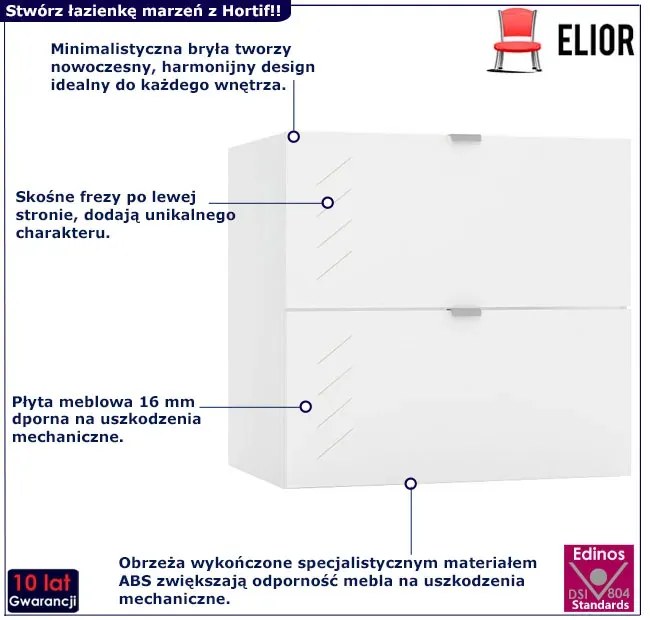 Wisząca szafka łazienkowa z szufladami 60 cm - Hortif 10X