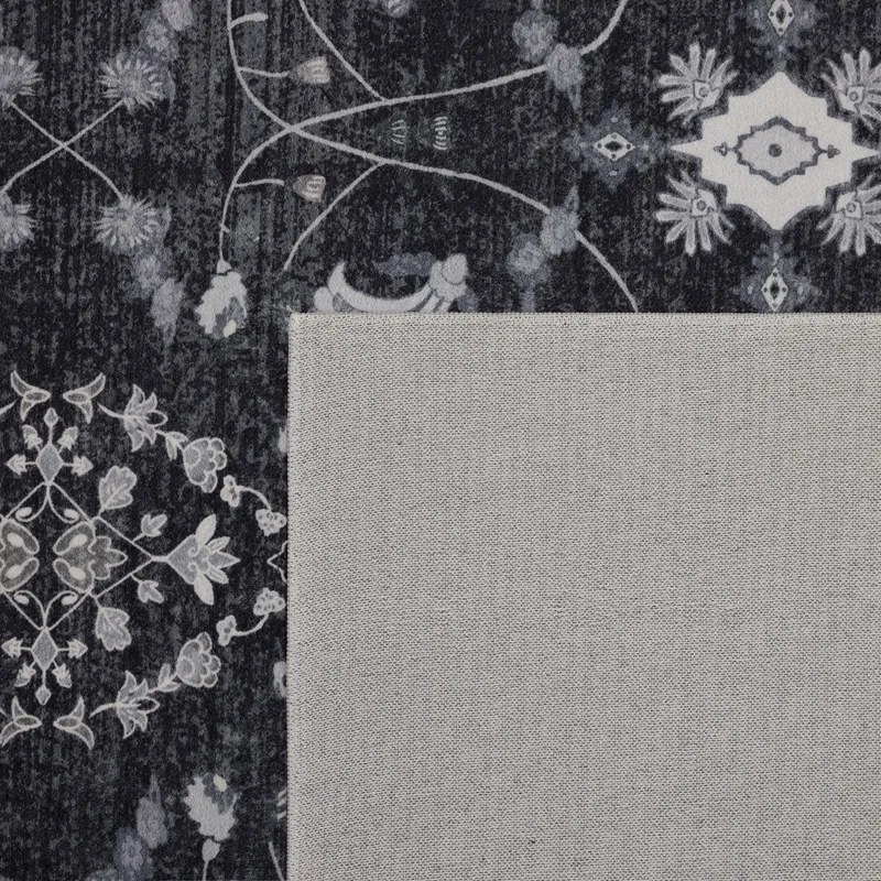 Dywan vintage INKA Floral z Efektem Postarzenia Czarno-Szary 200 cm x 290 cm