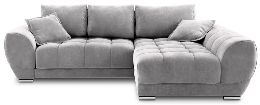 Jasnoszary rozkładany narożnik z aksamitnym obiciem Windsor &amp; Co Sofas Nuage, prawostronny
