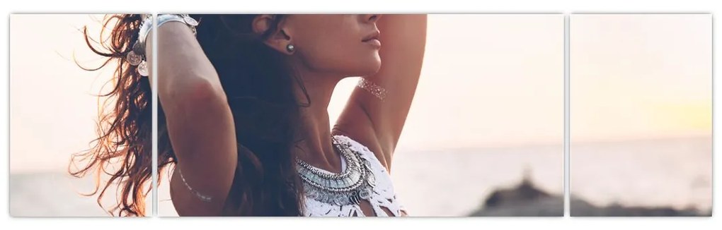 Obraz kobiety na plaży (170x50 cm)